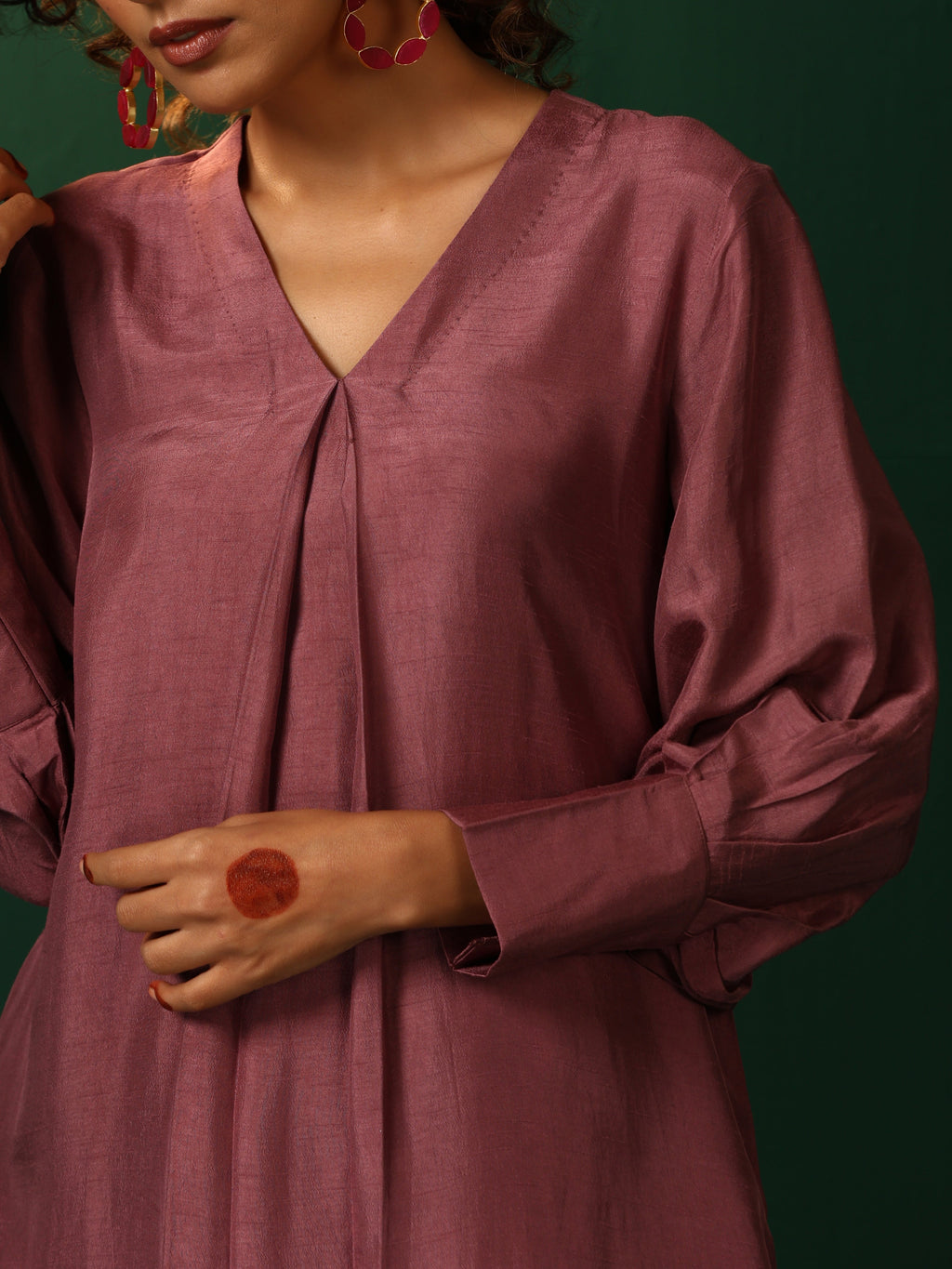 trueBrowns Light Mauve Silk Front Pleat Co-ord Set | Grocsy