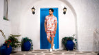 Noroke Sustainable fabric | Linen Satin Linen Geometric Co-ord Set Men | Grocsy