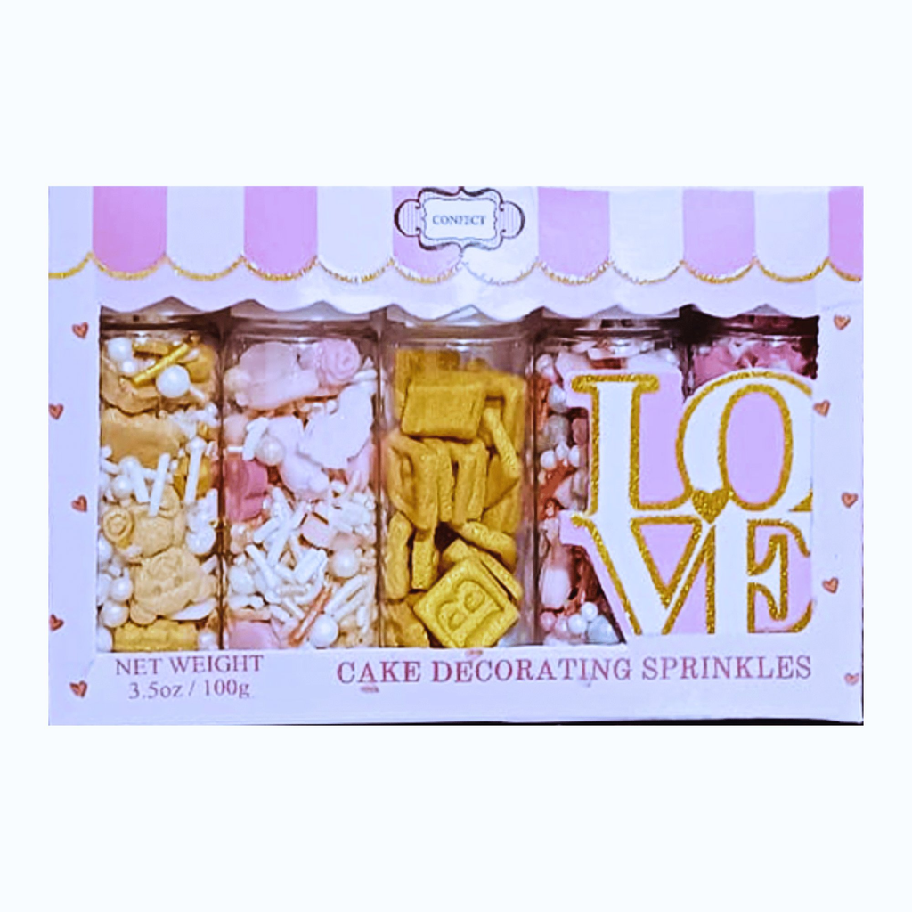 Confect Girls Baby Shower Sprinkles | Edible Sprinkles | Mix Silver, Gold & Blush pink Sprinkles | Grocsy