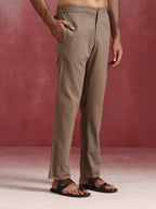 trueBrowns Men's Grey Cotton Shirt Collar Stylized Kurta Co-ord set | Grocsy