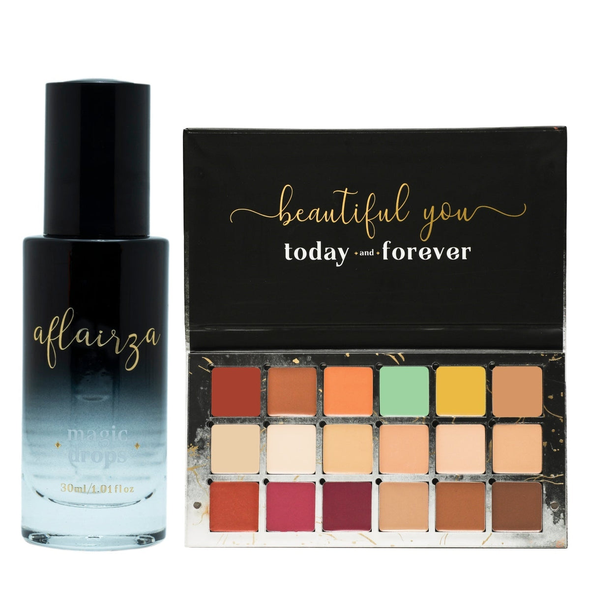 Aflairza Magic Drops + One for All Palette - Waterproof Serum with 4 in 1 Palette Combo | Grocsy