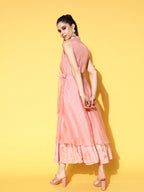 Ahalyaa Belted Tiered Empire Ethnic Dress | Grocsy