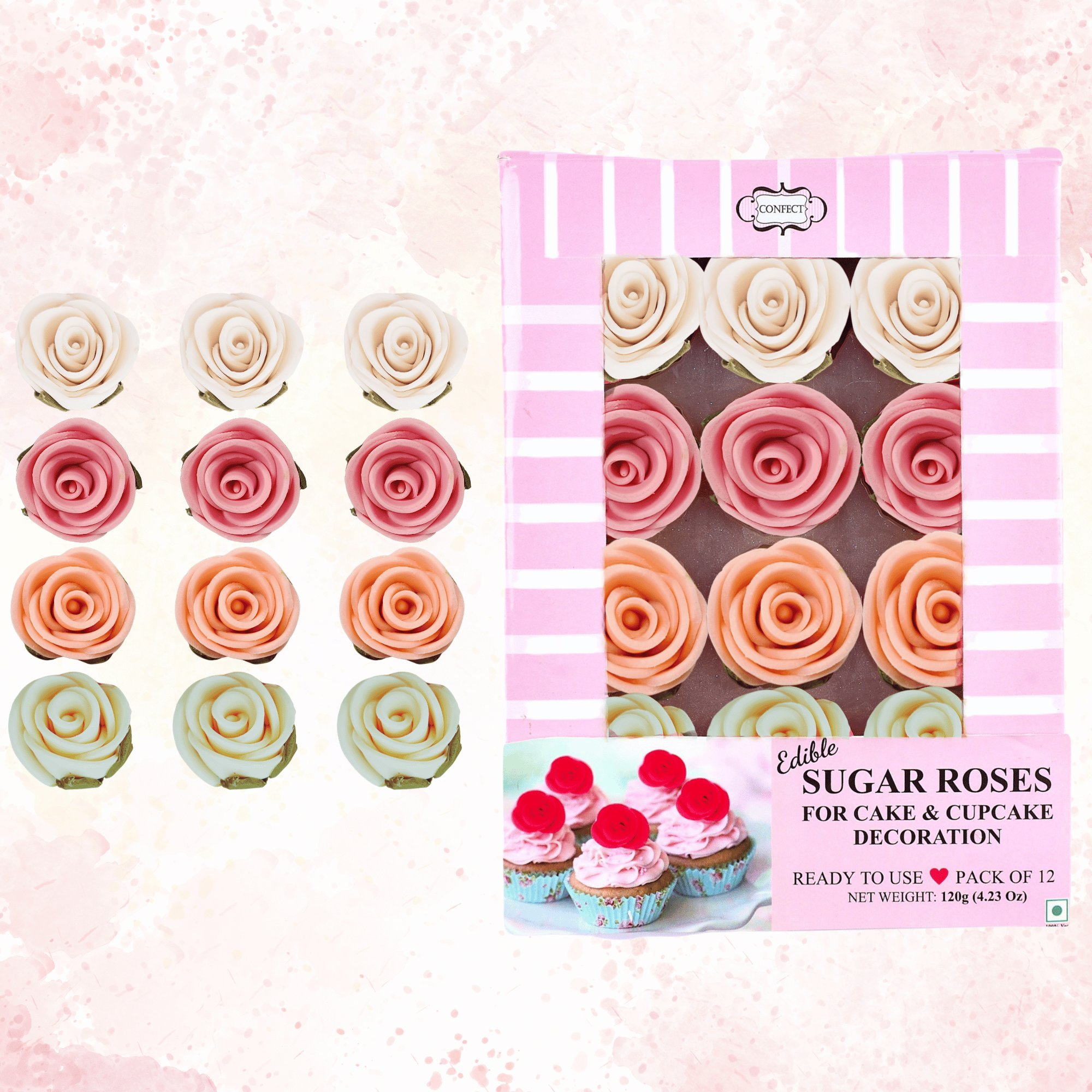 Confect Ombre- 3 | Edible Sugar Roses Topper | Grocsy