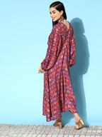 InWeave Women's Wine Edgy Print Dress | Grocsy