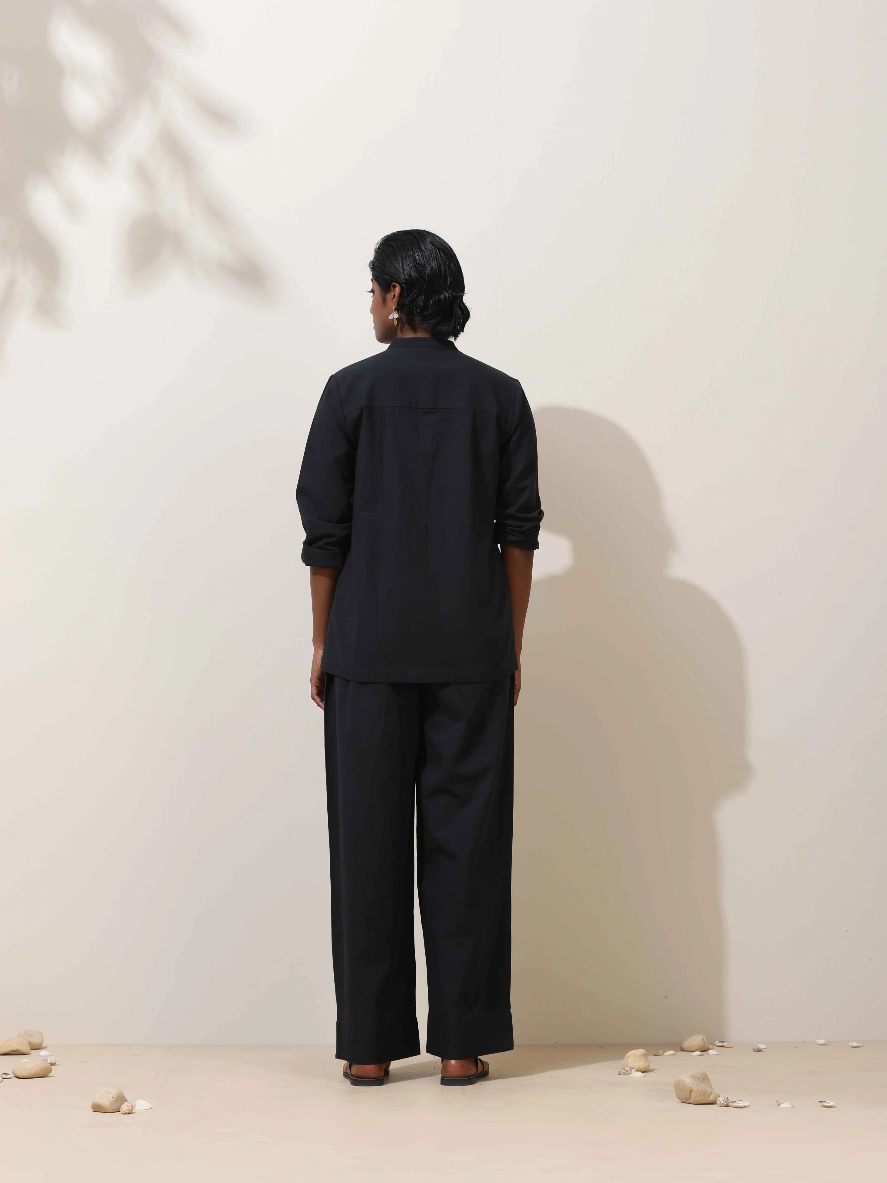 trueBrowns Black Cotton Linen Co-Ord Set | Grocsy