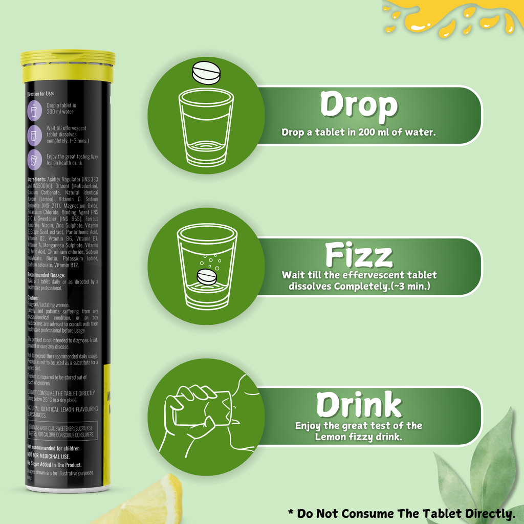 BOOSTIQ Multivitamin Effervescent Tablets - Lemon Flavour | Grocsy