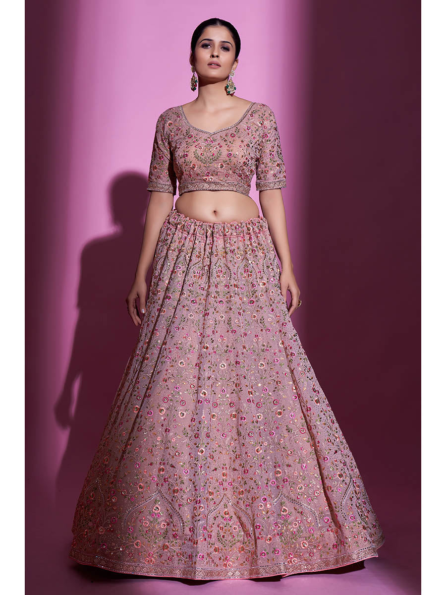Myra Mauve Georgette Embroidered Designer Lehenga Choli | Grocsy