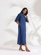 trueBrowns Blue Slub Dress | Grocsy