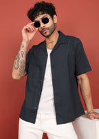 Fabmade Midnight Ease Open-Collar Shirt | Grocsy