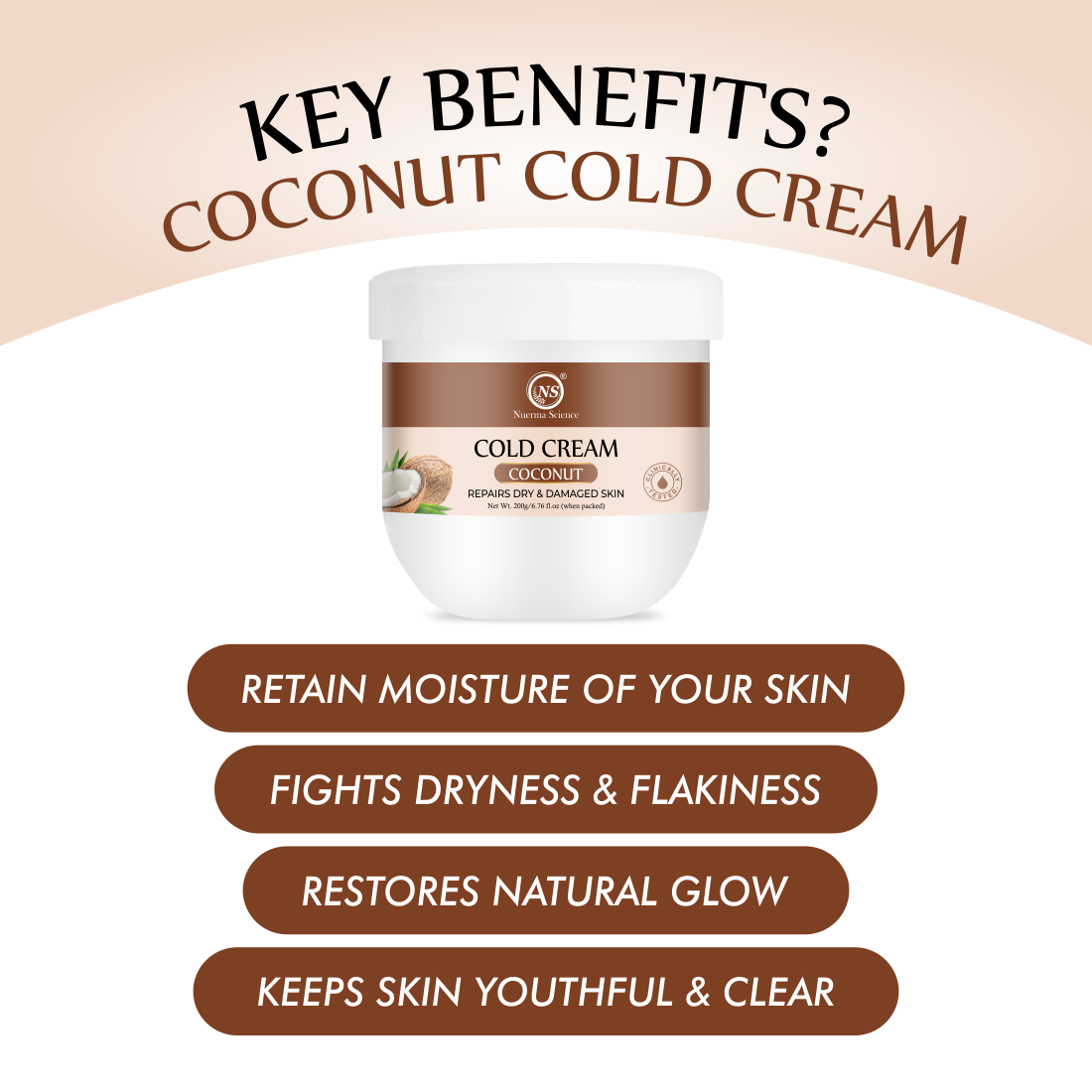 Nuerma Science Coconut Cold Cream For Winters To Repair Dry & Damaged Skin | Grocsy