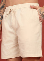 Fabmade Men Beige Cotton Regular Shorts | Grocsy
