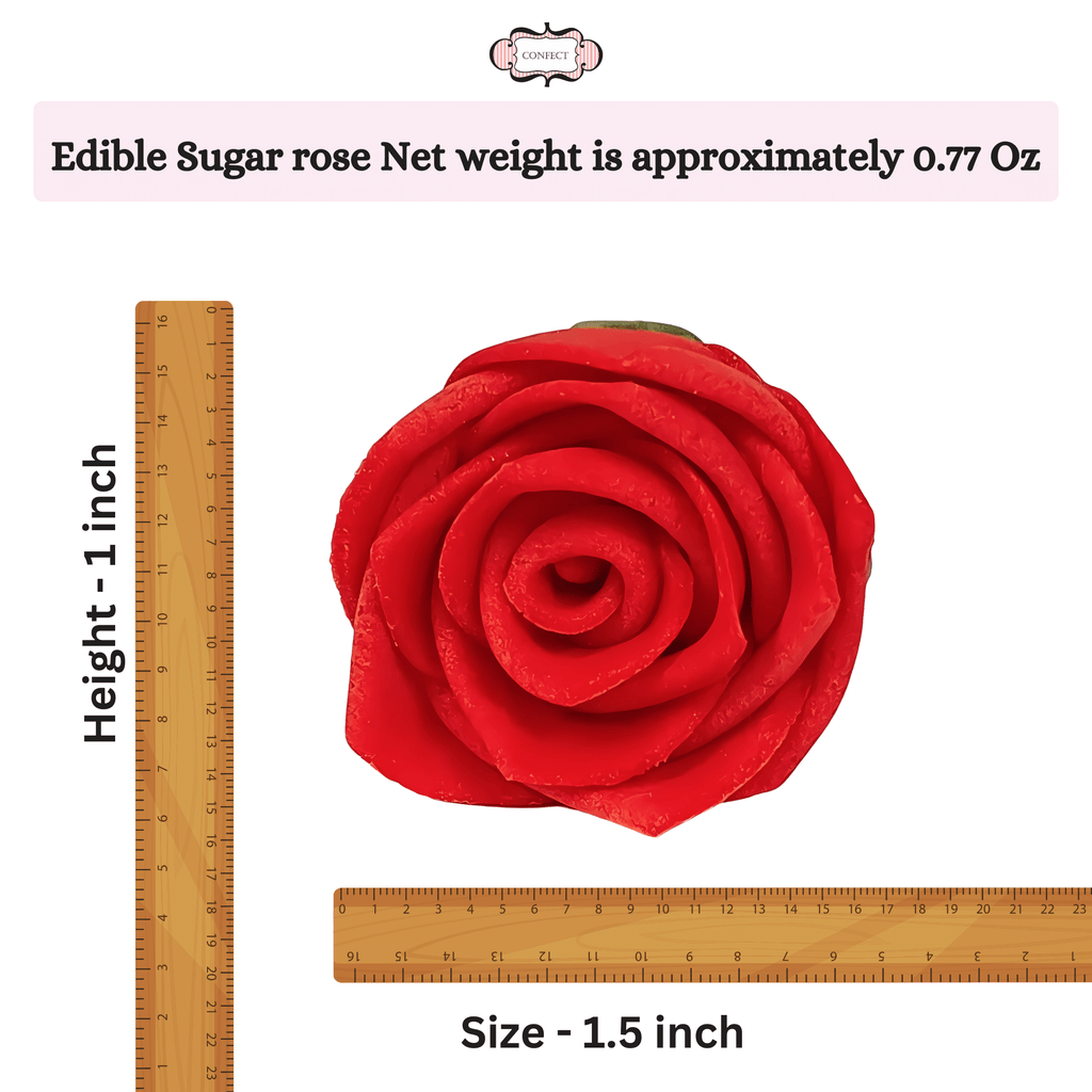Confect Edible Sugar Roses Cake Toppers - Pack of 12 (04) | Grocsy