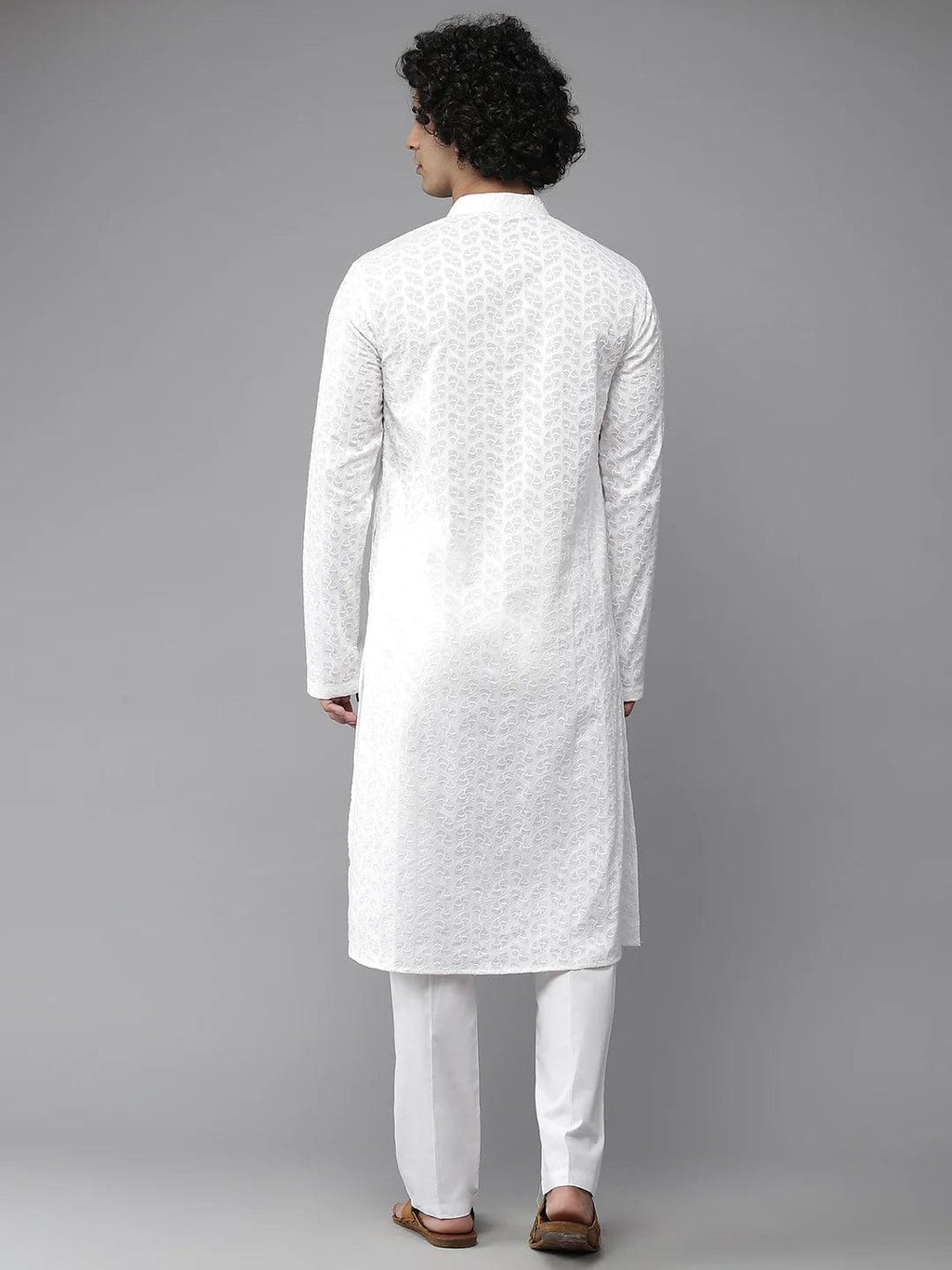 Fabmade Elegant Chikankari Embroidered Straight Kurta With Pyjama | Grocsy