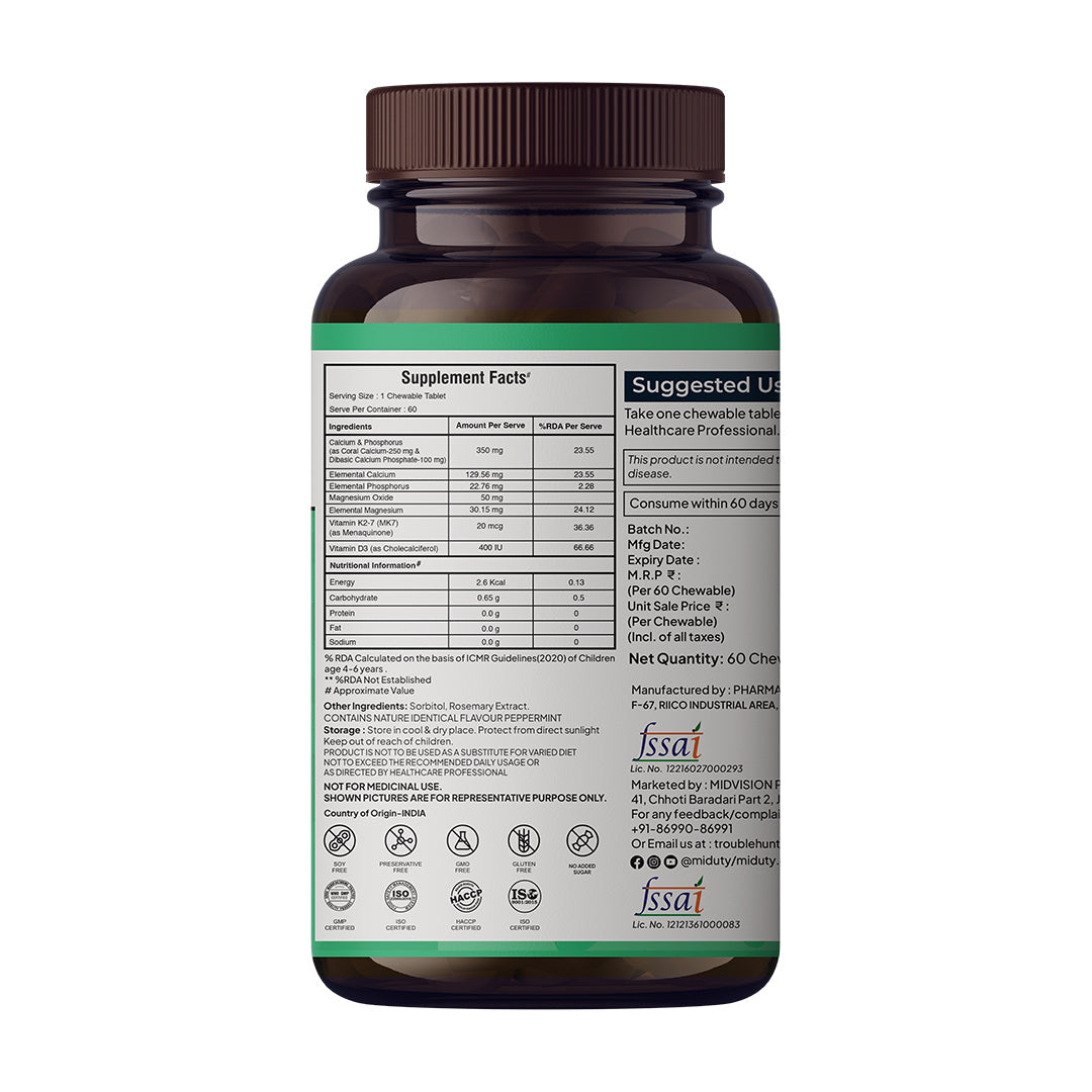 Miduty by Palak Notes Kids Calcium Chewables | Grocsy