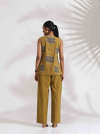 trueBrowns Green Cotton Print Top & Flared Pants Co-ord Set | Grocsy