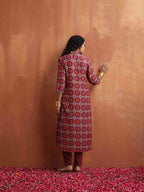 trueBrowns Beige Print Straight Kurta Set | Grocsy