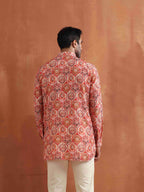 trueBrowns Men's Beige Printed Short Kurta | Grocsy