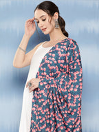 InWeave Women's White Strappy Set With Navy Pink Lotus Cr Dupatta | Grocsy