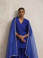 trueBrowns Electric Blue Sharara Dupatta Set | Grocsy