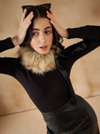 InWeave Women's Cat Print Fur Neckpiece | Grocsy