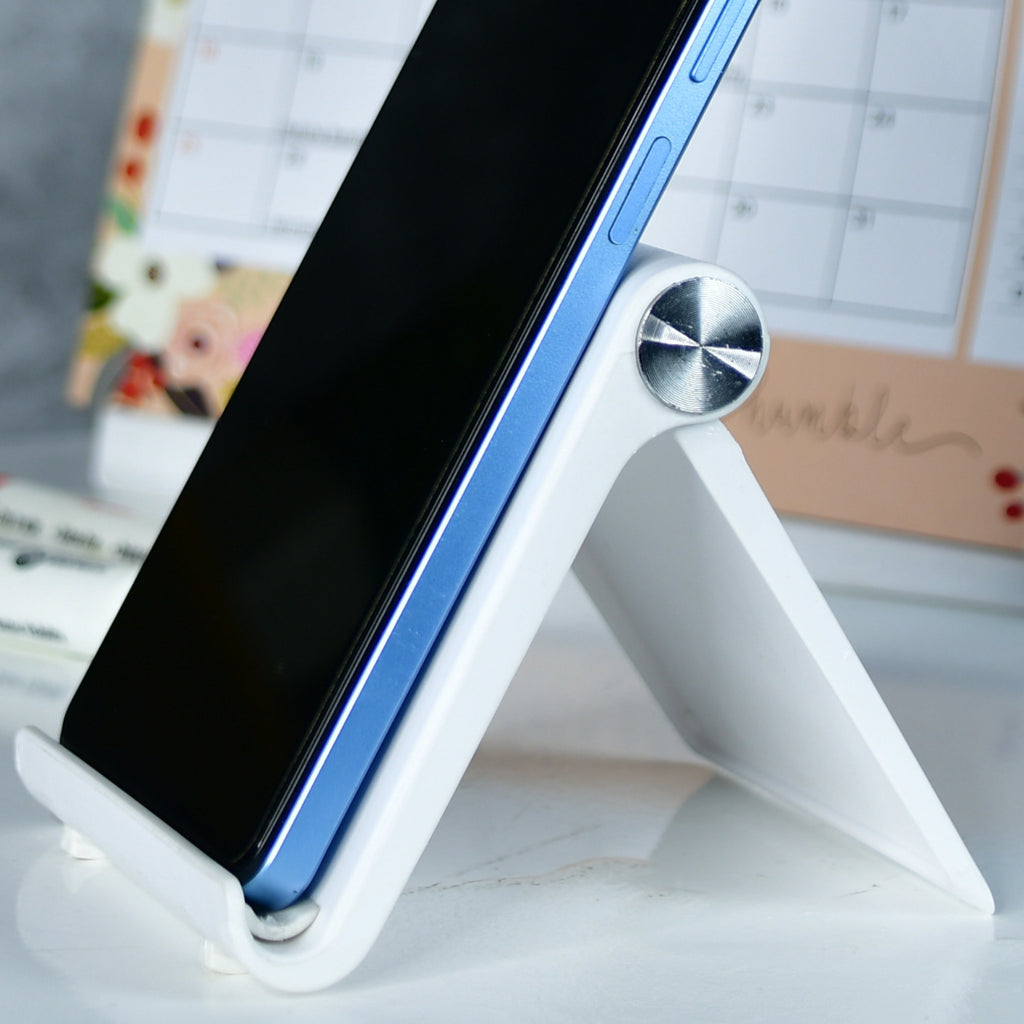 Sowpeace Trendy Adjustable Silver Tablet Stand with White Hinges | Grocsy