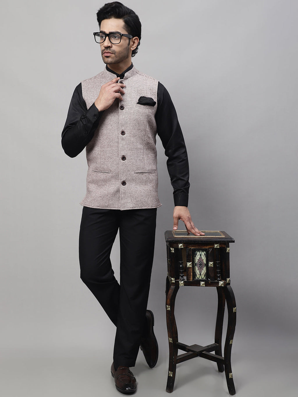 Even Apparels Men's Cream Pure Wool Nehru Jacket | Grocsy