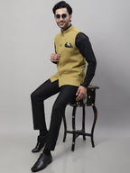 Even Apparels Men's Mustard Pure Wool Nehru Jacket | Grocsy