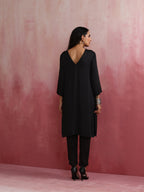 trueBrowns Black Modal Round Neck Kurta Co-ord Set | Grocsy