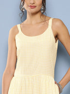 Ahalyaa Checked Waist Tie-Ups Basic Jumpsuit | Grocsy