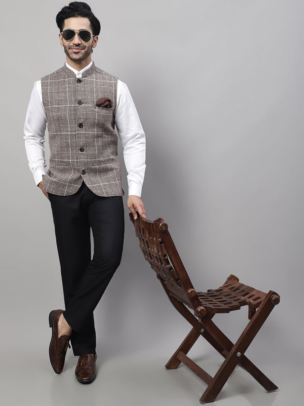 Even Apparels Men's Beige Pure Wool Nehru Jacket | Grocsy