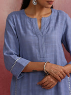 trueBrowns Sky BLue Cotton Kurta Co-ord set | Grocsy