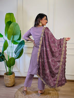 The52 Women's Gorgeous Viscose Embroidery Straight Kurta with Pant And Dupatta Set | Grocsy