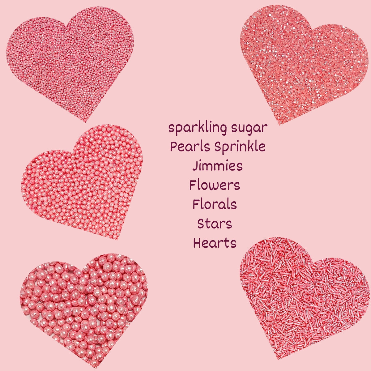 Confect Sprinkles for Cakes & Cupcakes Decoration | USP-27(Valentine Pink) | Grocsy