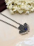 trueBrowns Silver Tone Blue Stone Pendant Chain | Grocsy