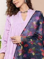 InWeave Women's Mauve Tiered Anarkali Kurta Set | Grocsy