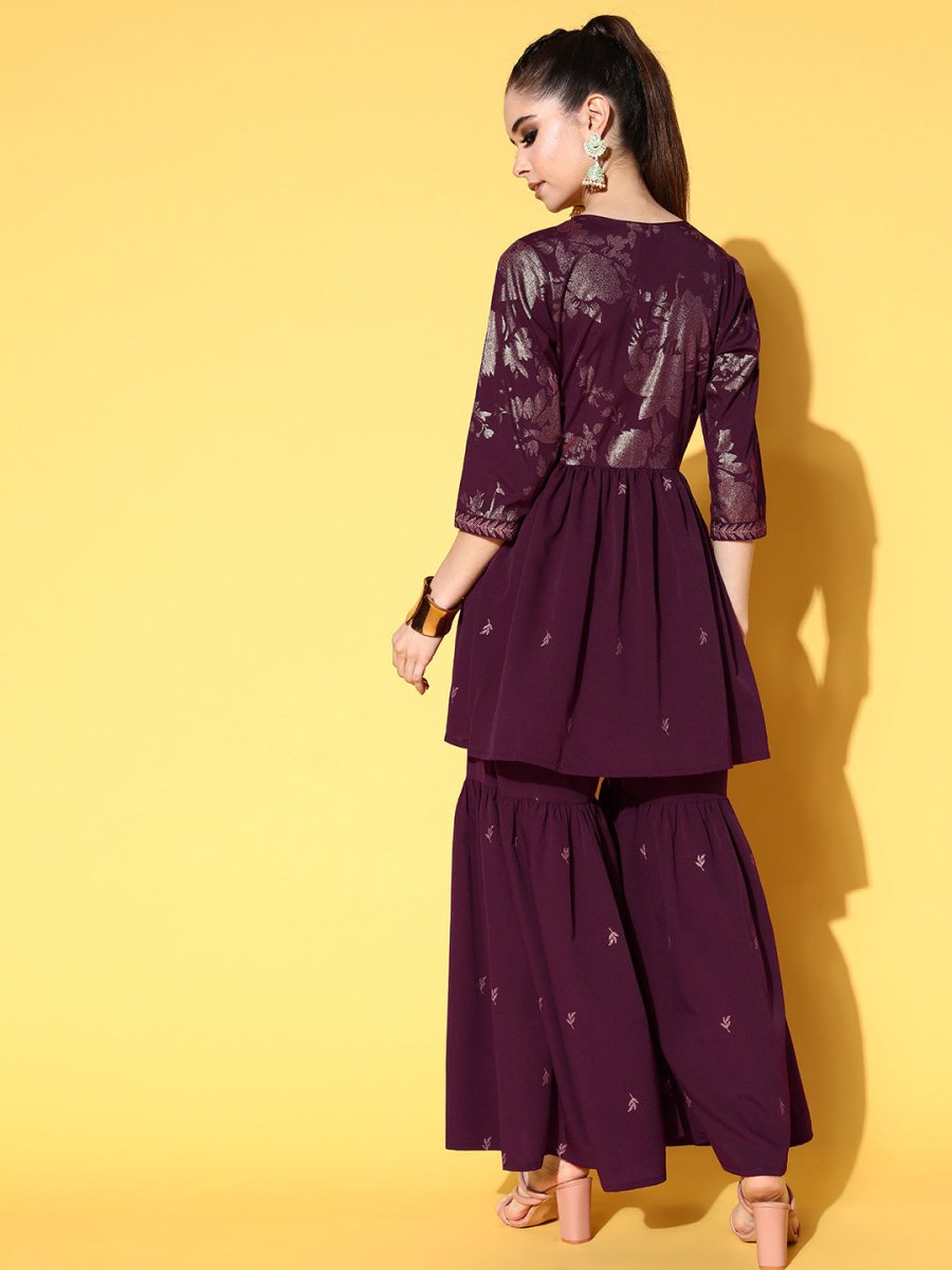 Ahalyaa Women Floral Printed Kurti with Sharara | Grocsy