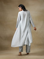 trueBrowns Grey Bandhani Printed Silk Overlay Jacket Blouse Pant Set | Grocsy