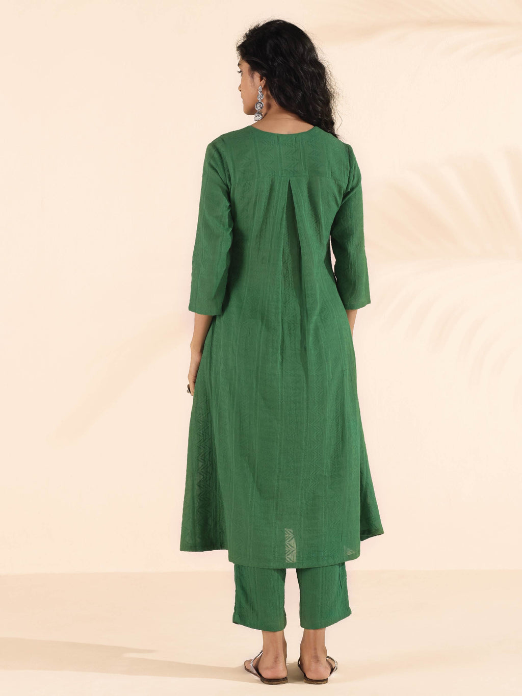 trueBrowns Green Cotton Dobby Kurta Pant Set | Grocsy
