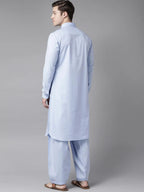 Fabmade Men Sky Blue Pathani Suits | Grocsy