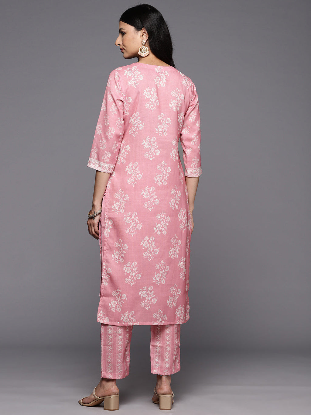KSUT (House of Varanga) Pink Digital Printed Kurta Paired With Printed Straight Trouser | Grocsy