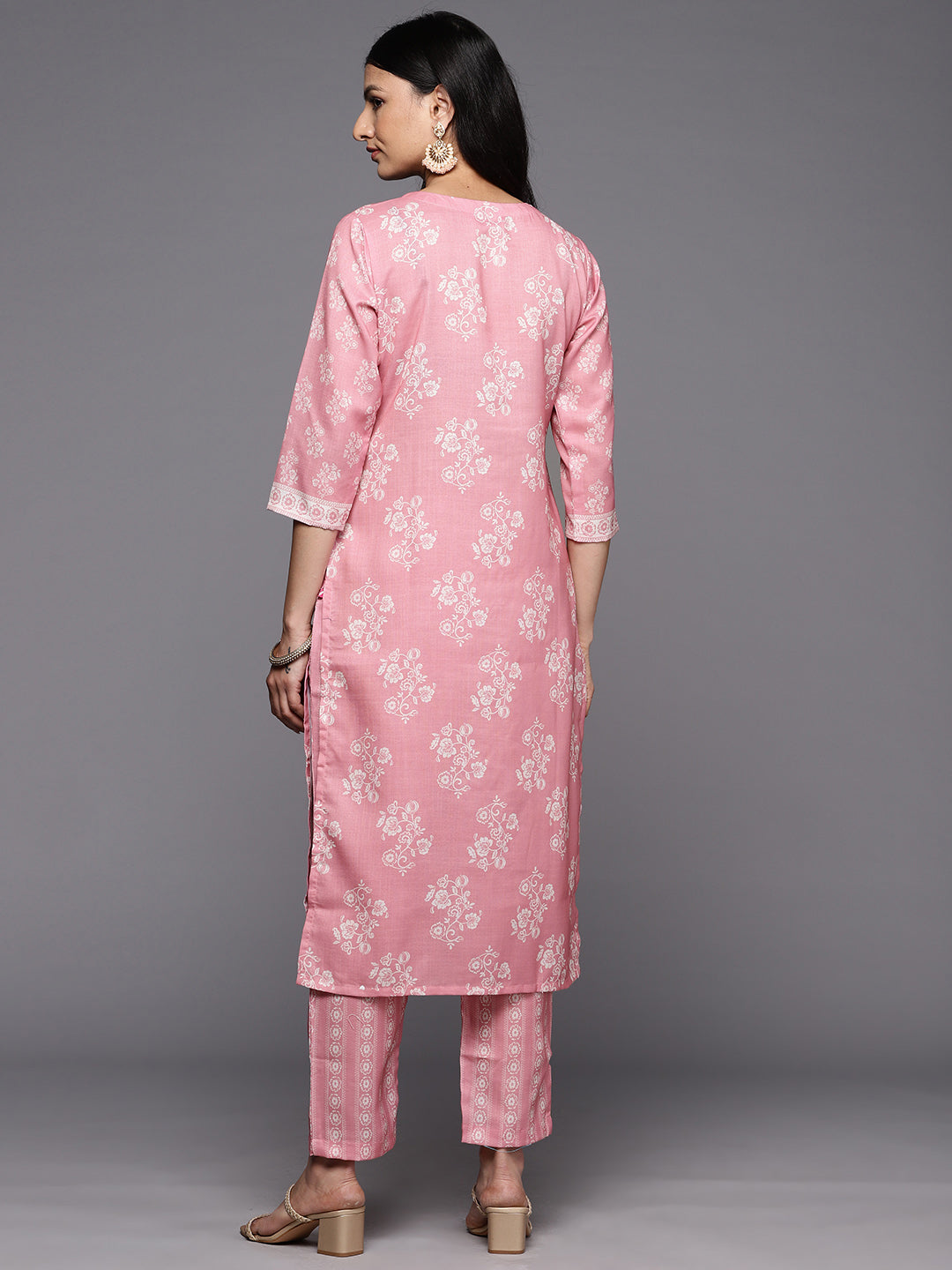 KSUT (House of Varanga) Pink Digital Printed Kurta Paired With Printed Straight Trouser | Grocsy