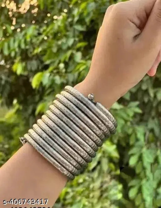 Tehzeeb Creations Women's Silver Colour Viral Spiral Bangle For Girl And Women | Grocsy