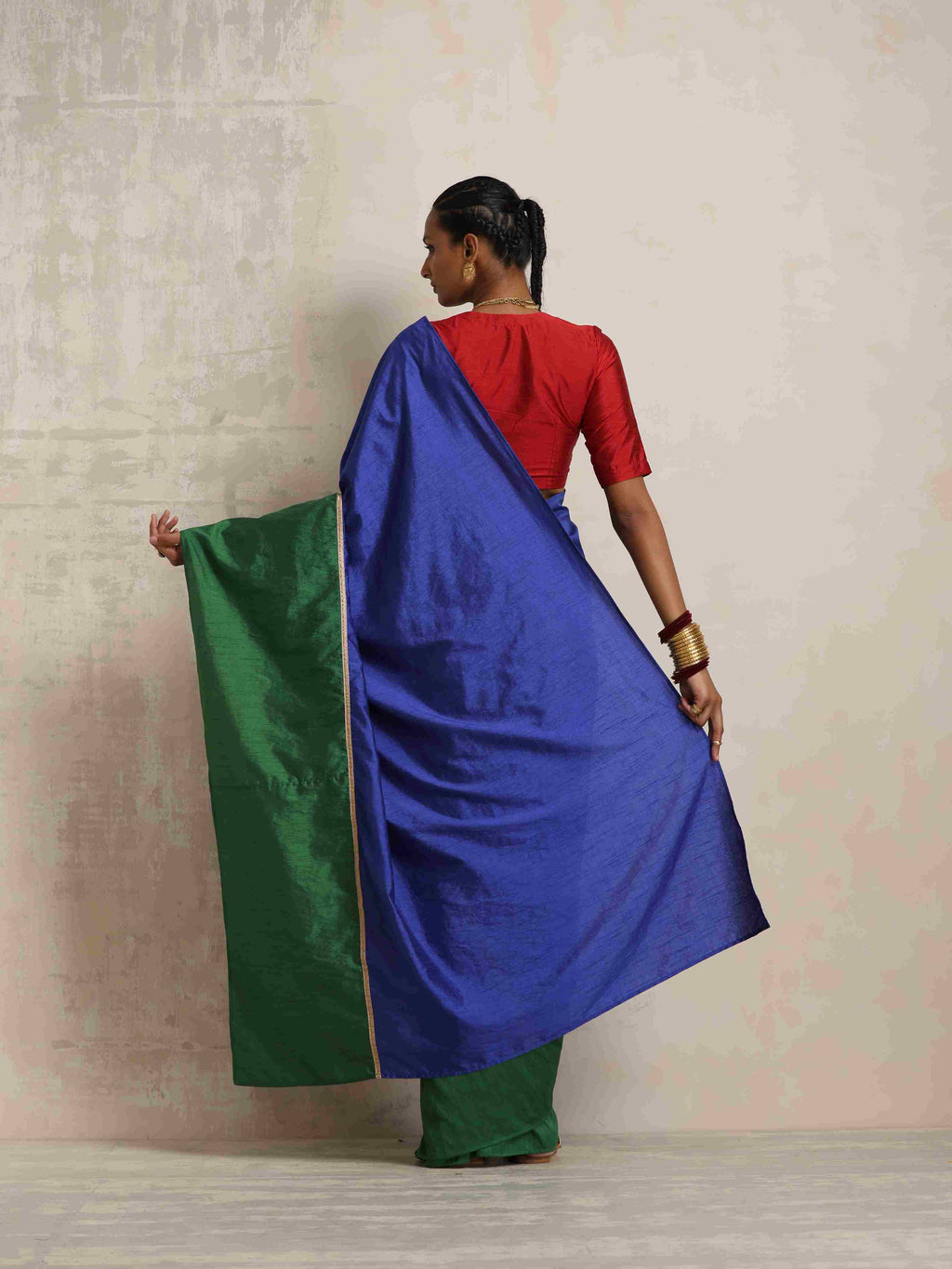trueBrowns Blue Silk Ready To Wear Saree | Grocsy