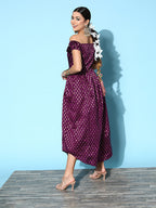 InWeave Women's Wine Brocade Dress | Grocsy