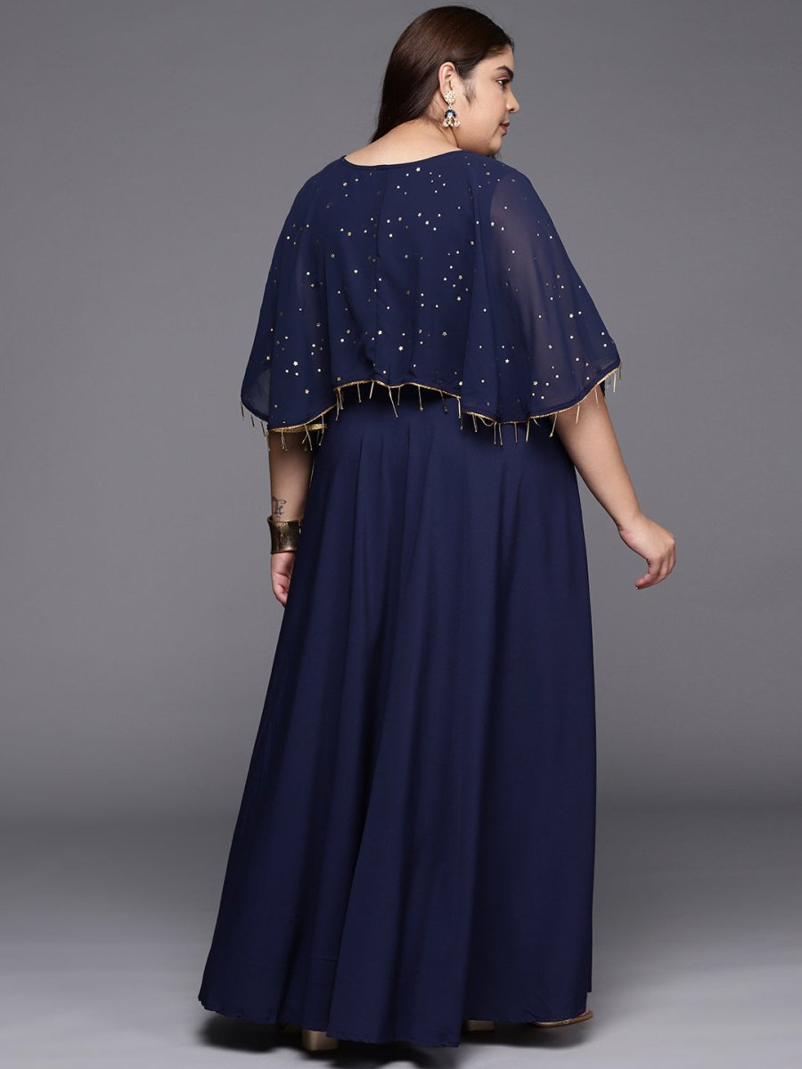 Ahalyaa Plus Size Round neck Maxi Ethnic Dress | Grocsy