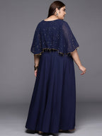 Ahalyaa Plus Size Round neck Maxi Ethnic Dress | Grocsy