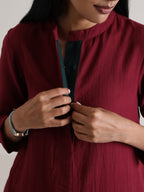 trueBrowns Maroon Placket Kurta Pant Set | Grocsy