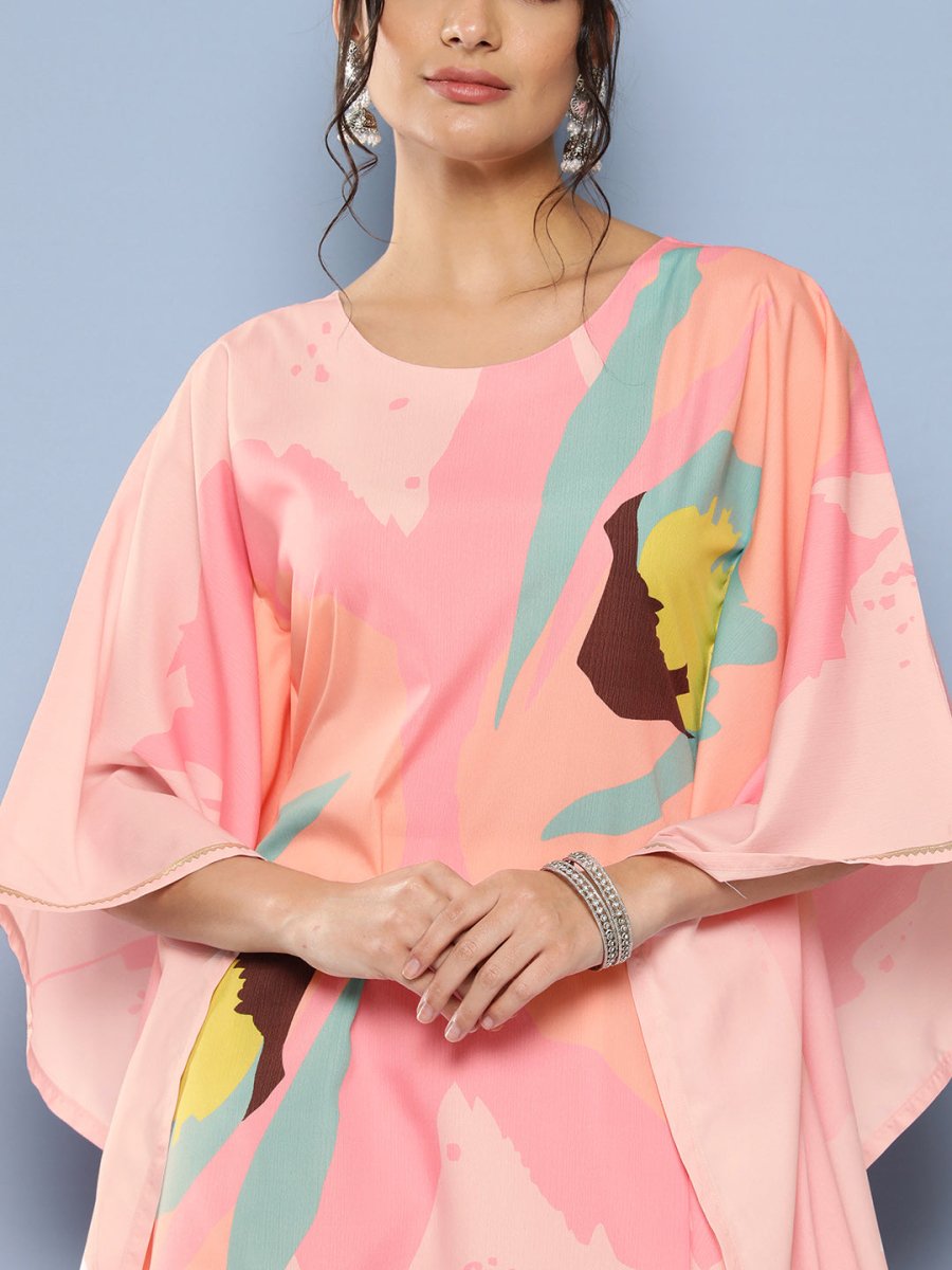 Ahalyaa Women Pink Printed Gotta Patti Kurta with Palazzos | Grocsy