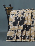 Black And Khaki Combo Colour Pichwai Print Crocia Mulmul Cotton Saree By Gayathri Reddy Designer Studio | Grocsy