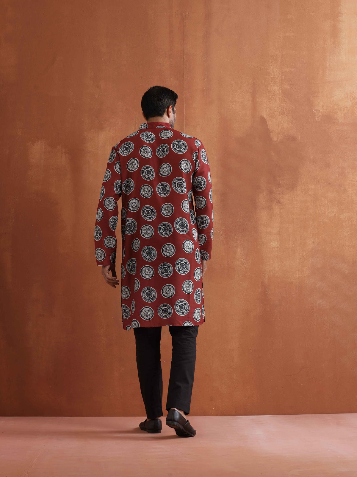 trueBrowns Men's Rust Printed Kurta | Grocsy